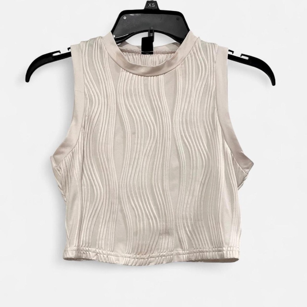 Sleeveless Textured Crop Top in Cream
